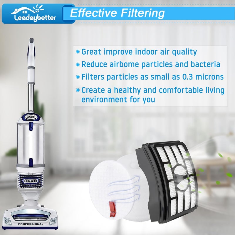 Leadaybetter Filter Replacement for Shark Rotator Pro Lift-Away NV500, NV501, NV502, NV505, NV552, NV642, UV560, ZU780, ZU782, ZU785. Compare to Part # Xff500 Xhf500, 2 + 4 Foam & Felt Filters - Image 5